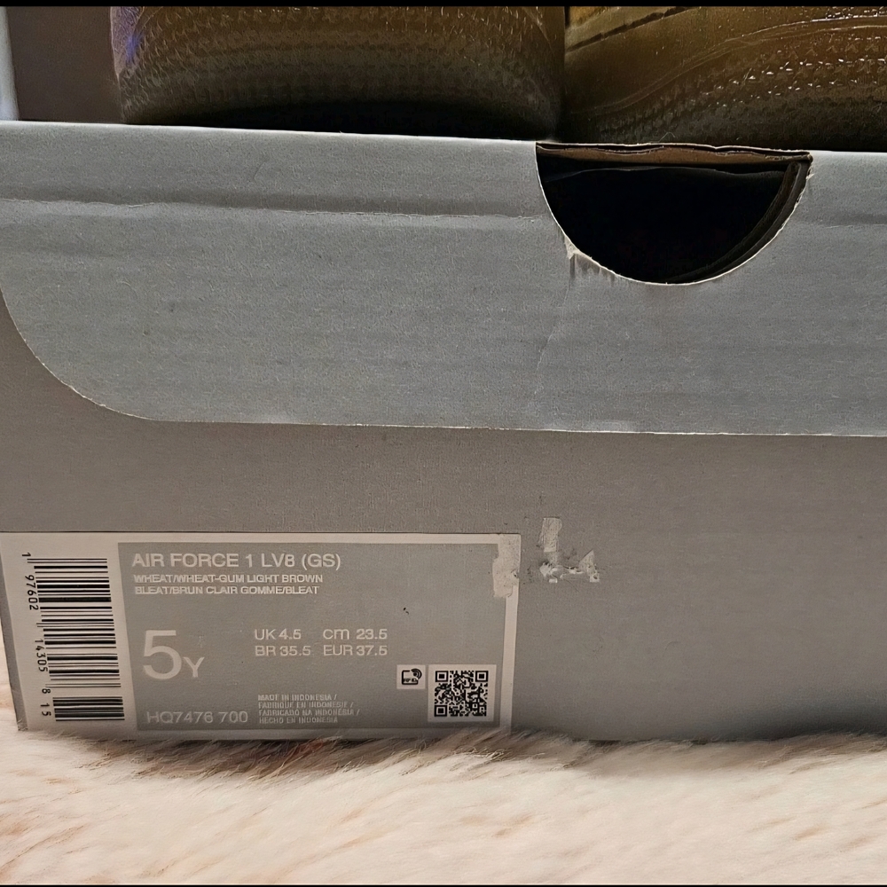 Nike Air Force 1 LV8 3 (GS) Wheat/Gum Light Brown Big Kids SIZE 5 NEW - Picture 9 of 9